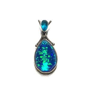 SAJEN Silver Opal and Swarovski Crystal Pendant